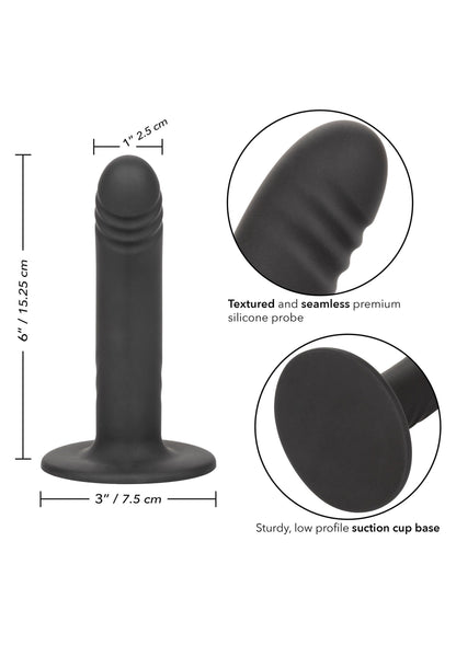 Dildo Strap-On cu ventuză texturată din silicon, cu nervuri de 15 cm