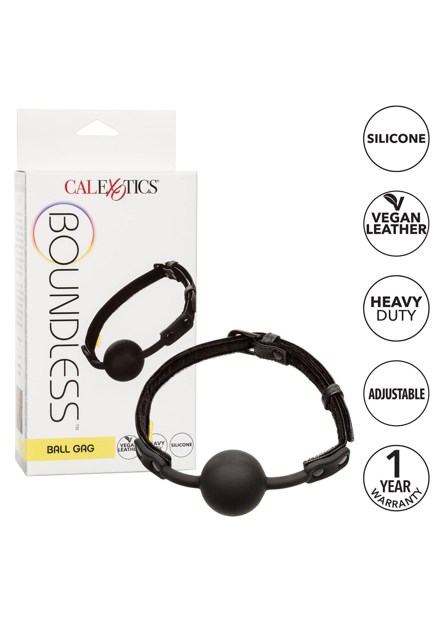 Boundless Ball Gag - Adjustable Vegan Leather Gag - Black