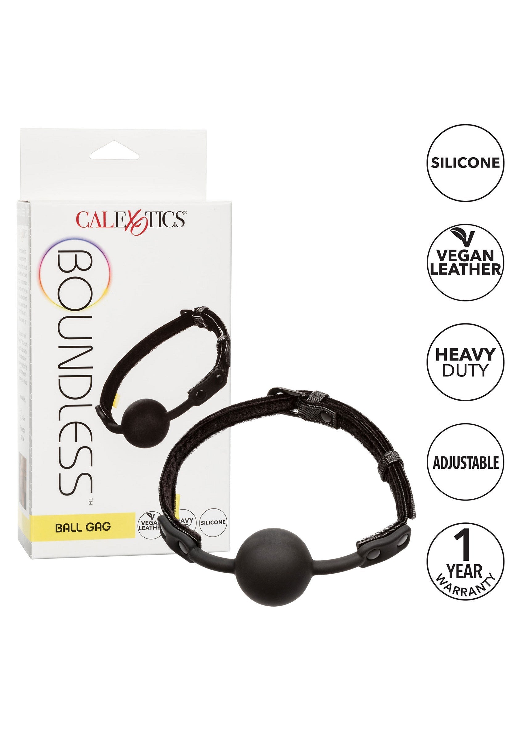 Boundless Ball Gag - Adjustable Vegan Leather Gag - Black