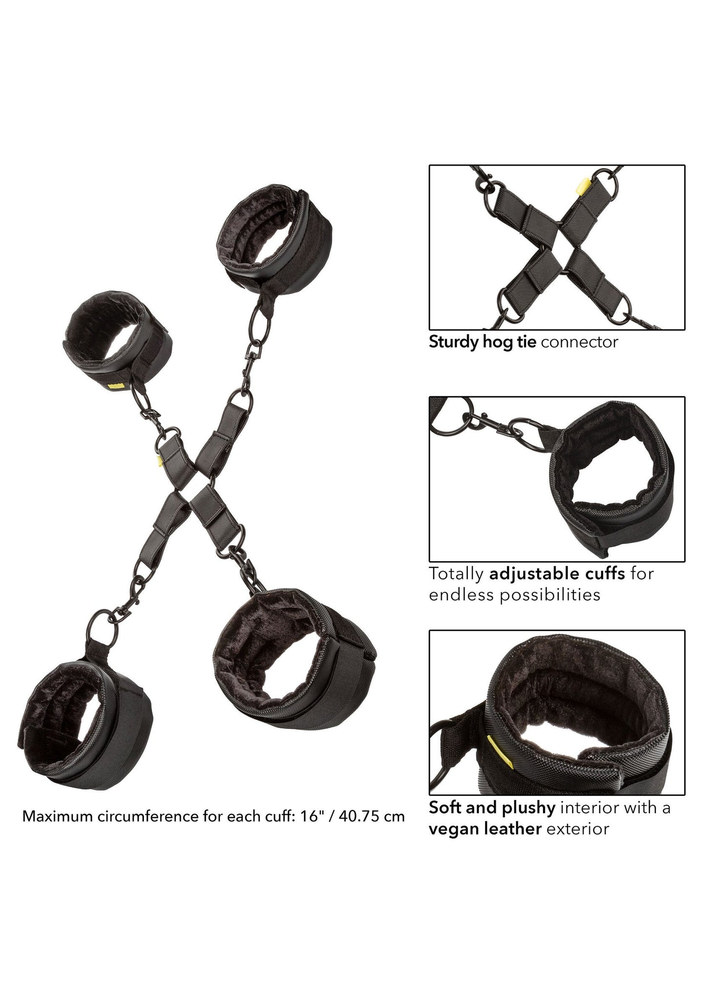 Boundless Hog Tie - Adjustable Vegan Leather Restraint System - Black