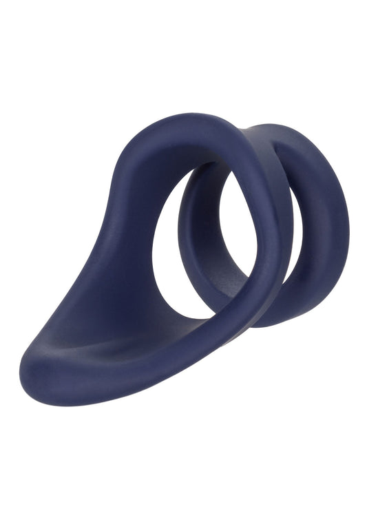 Viceroy Perineum Dual Ring - Silicone Cock Ring with Support - Blue
