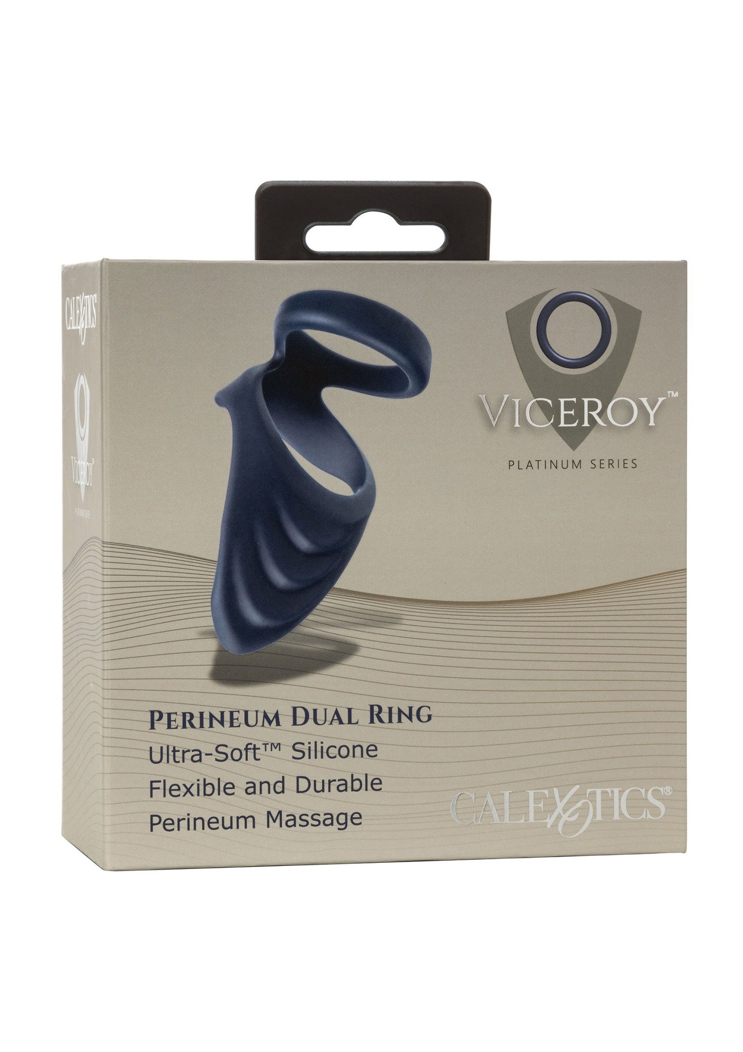 Viceroy Perineum Dual Ring - Silicone Cock Ring with Support - Blue