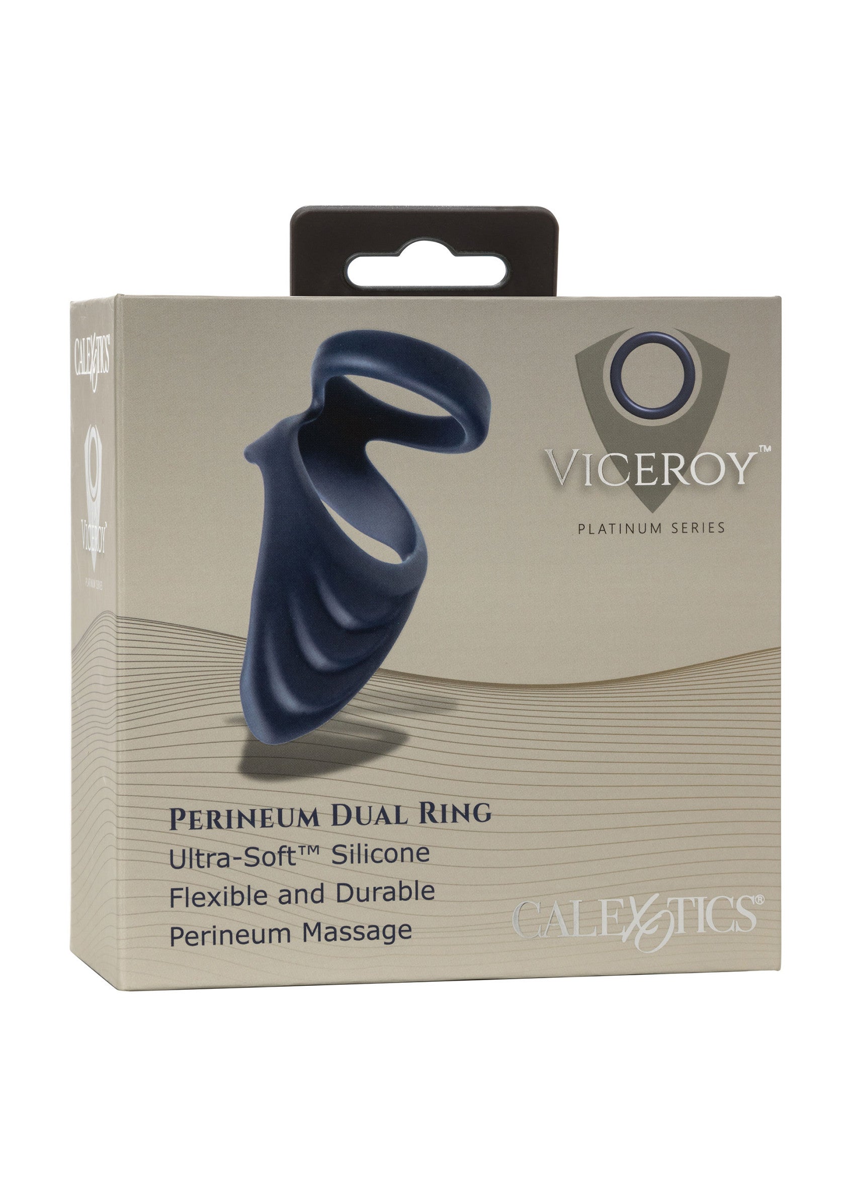 Viceroy Perineum Dual Ring - Silicone Cock Ring with Support - Blue