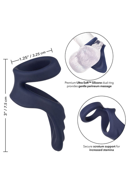 Inel dublu pentru penis cu suport perineal – silicon premium