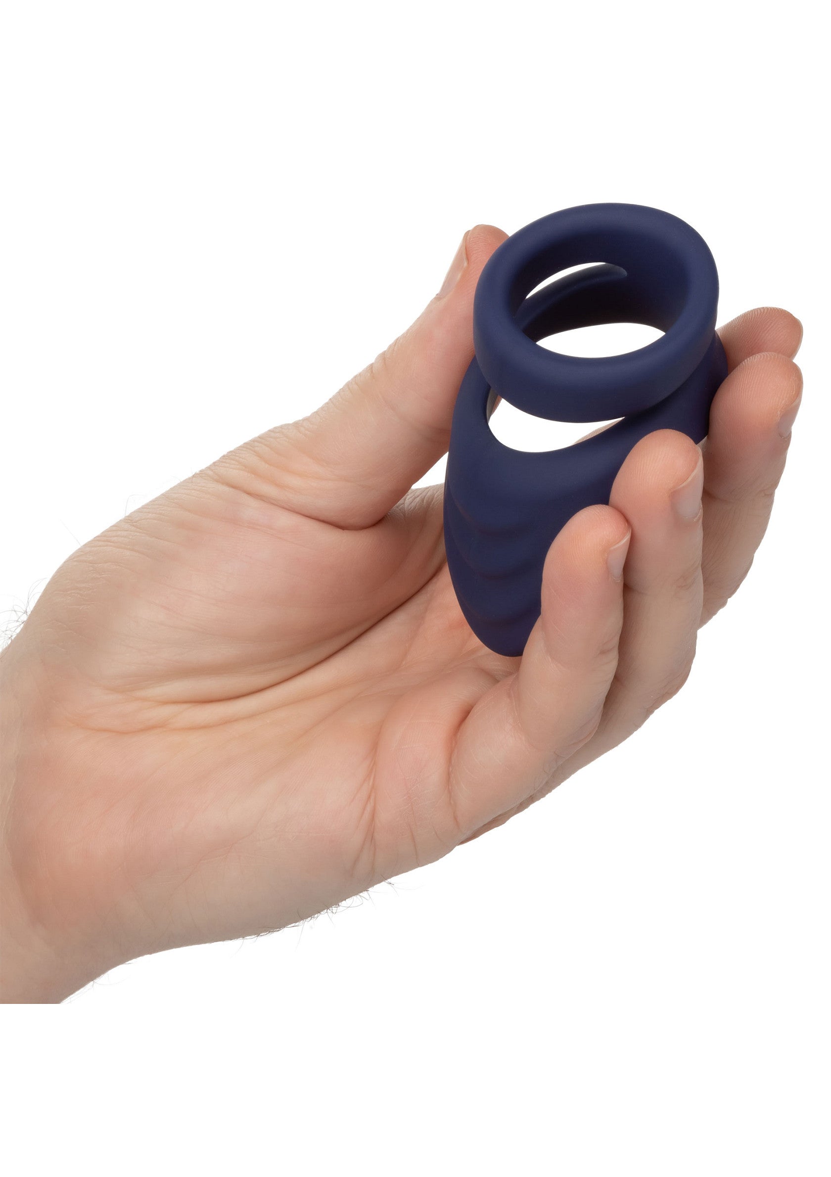 Viceroy Perineum Dual Ring - Silicone Cock Ring with Support - Blue