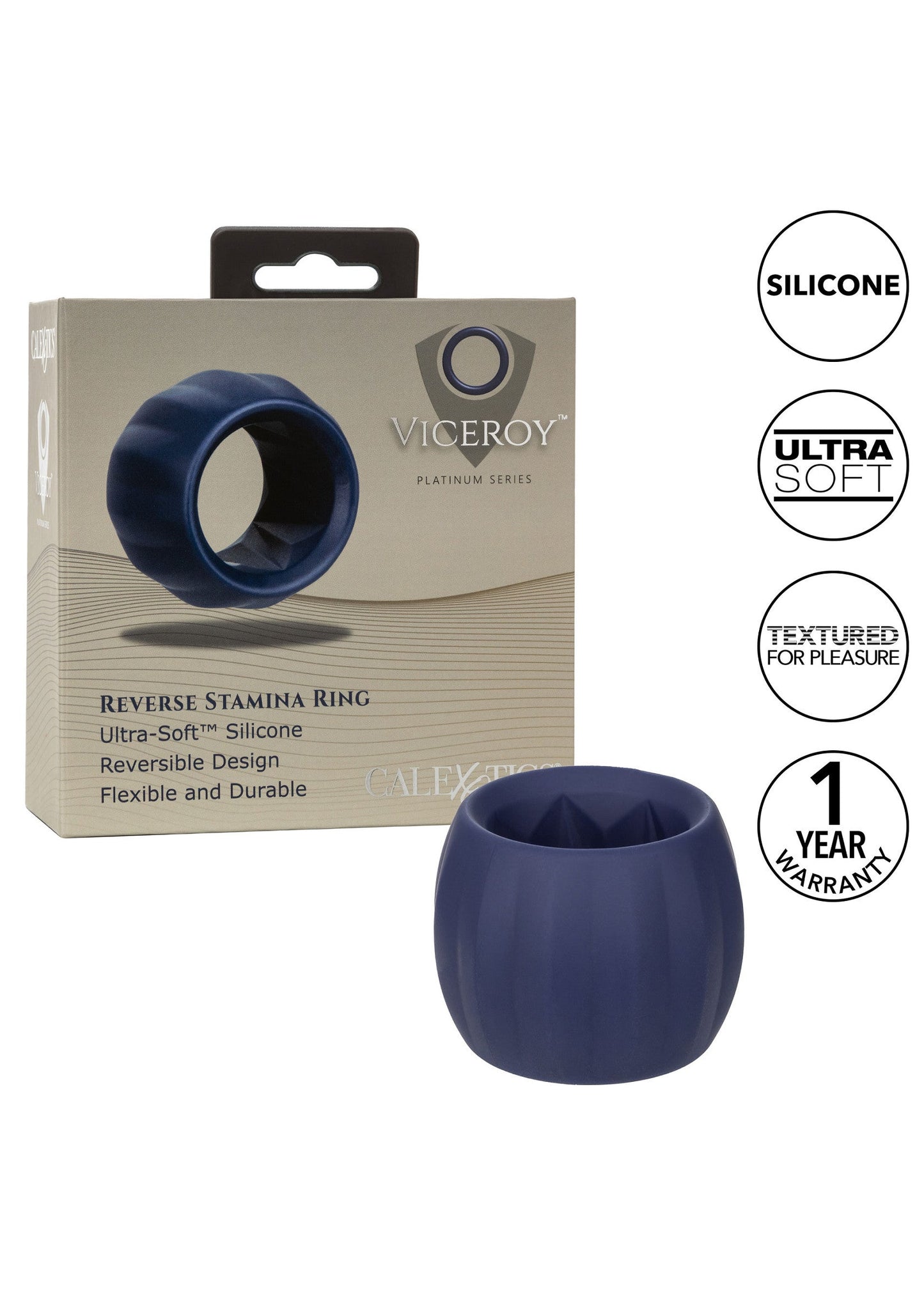 Viceroy Reverse Stamina Ring - Reversible Silicone Cock Ring - Blue