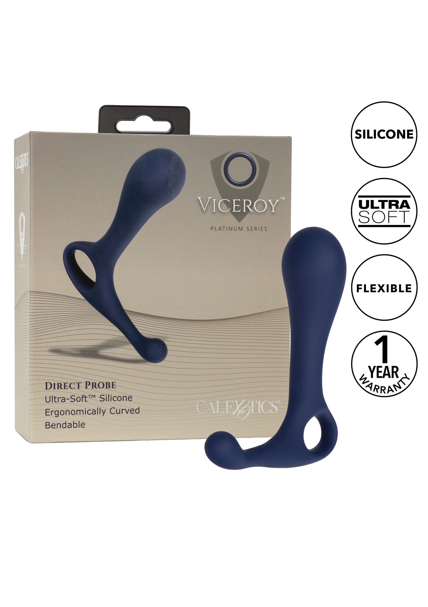Viceroy Direct Probe - Silicone Prostate Massager, Curved - Blue