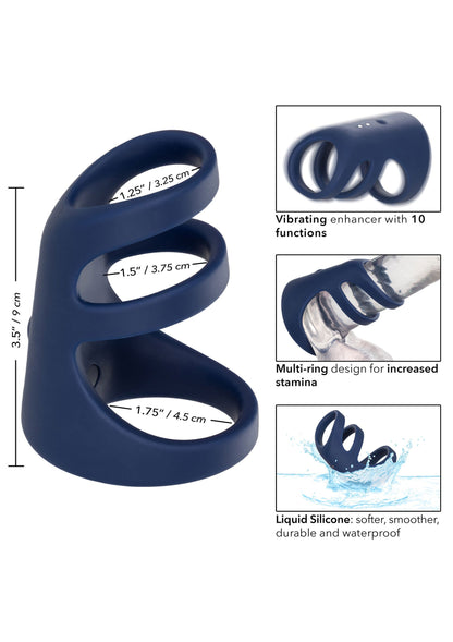 Cușcă vibratoare pentru penis – Inel triplu cu 10 funcții, reîncărcabilă