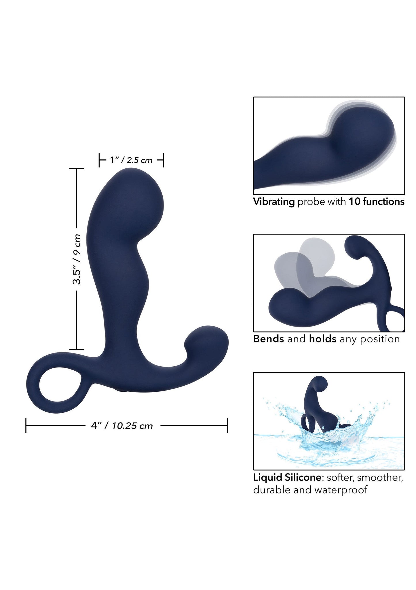 Rechargeable Command Probe - 10 Function Prostate Massager - Blue