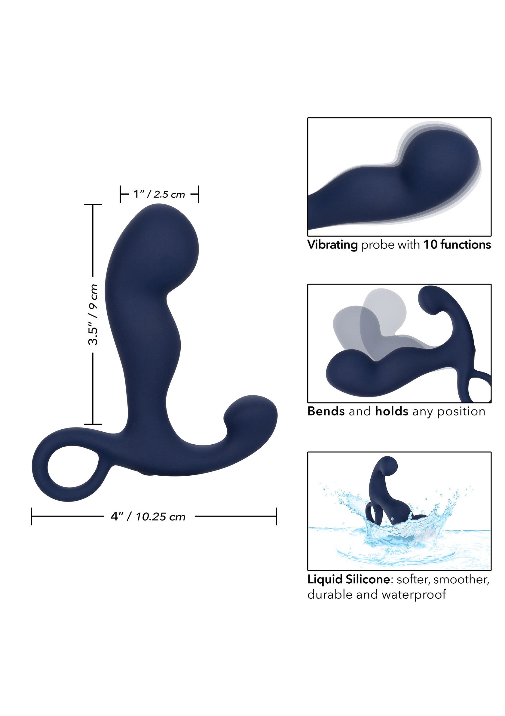 Rechargeable Command Probe - 10 Function Prostate Massager - Blue