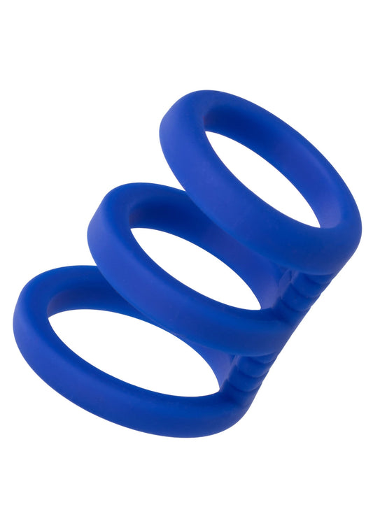 Admiral Triple Cock Cage - Liquid Silicone, 3 Rings - Blue