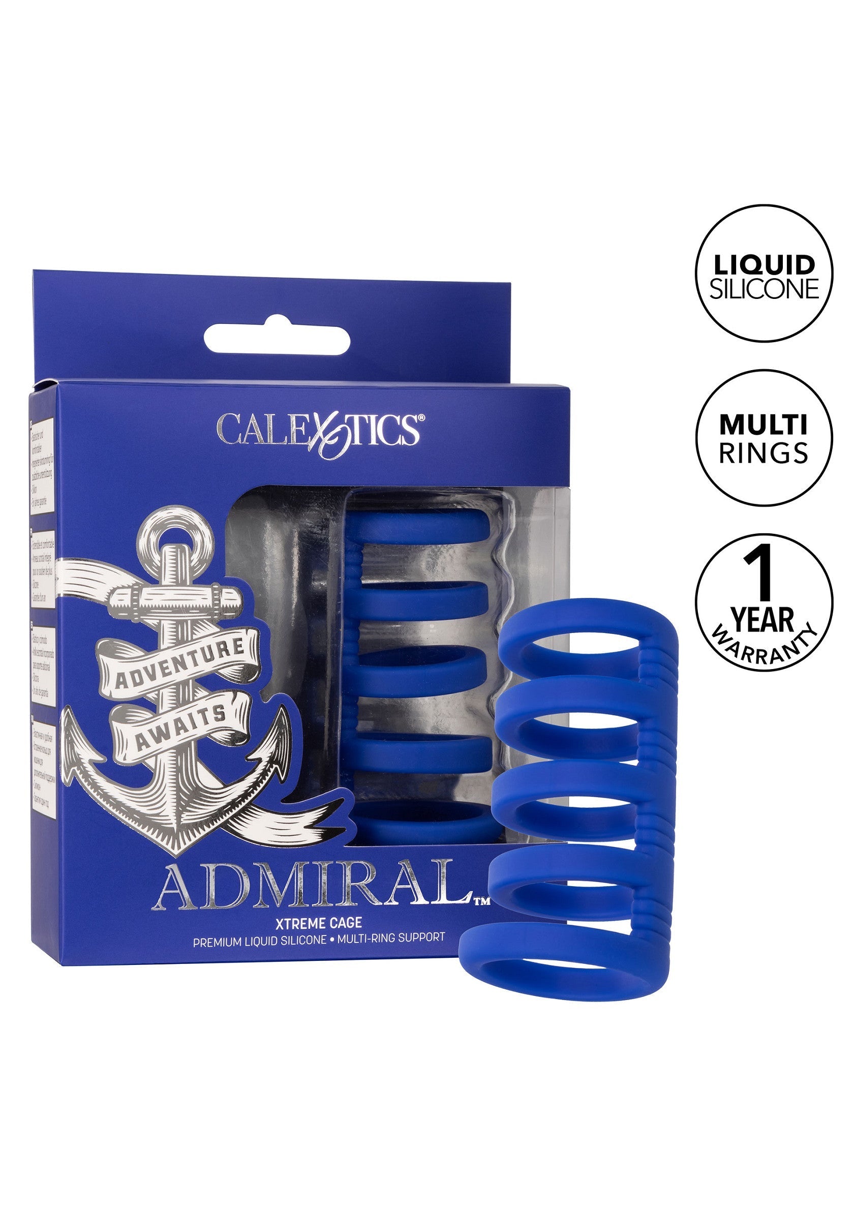 Admiral Xtreme Cage - Liquid Silicone Extreme Cock Cage - Blue