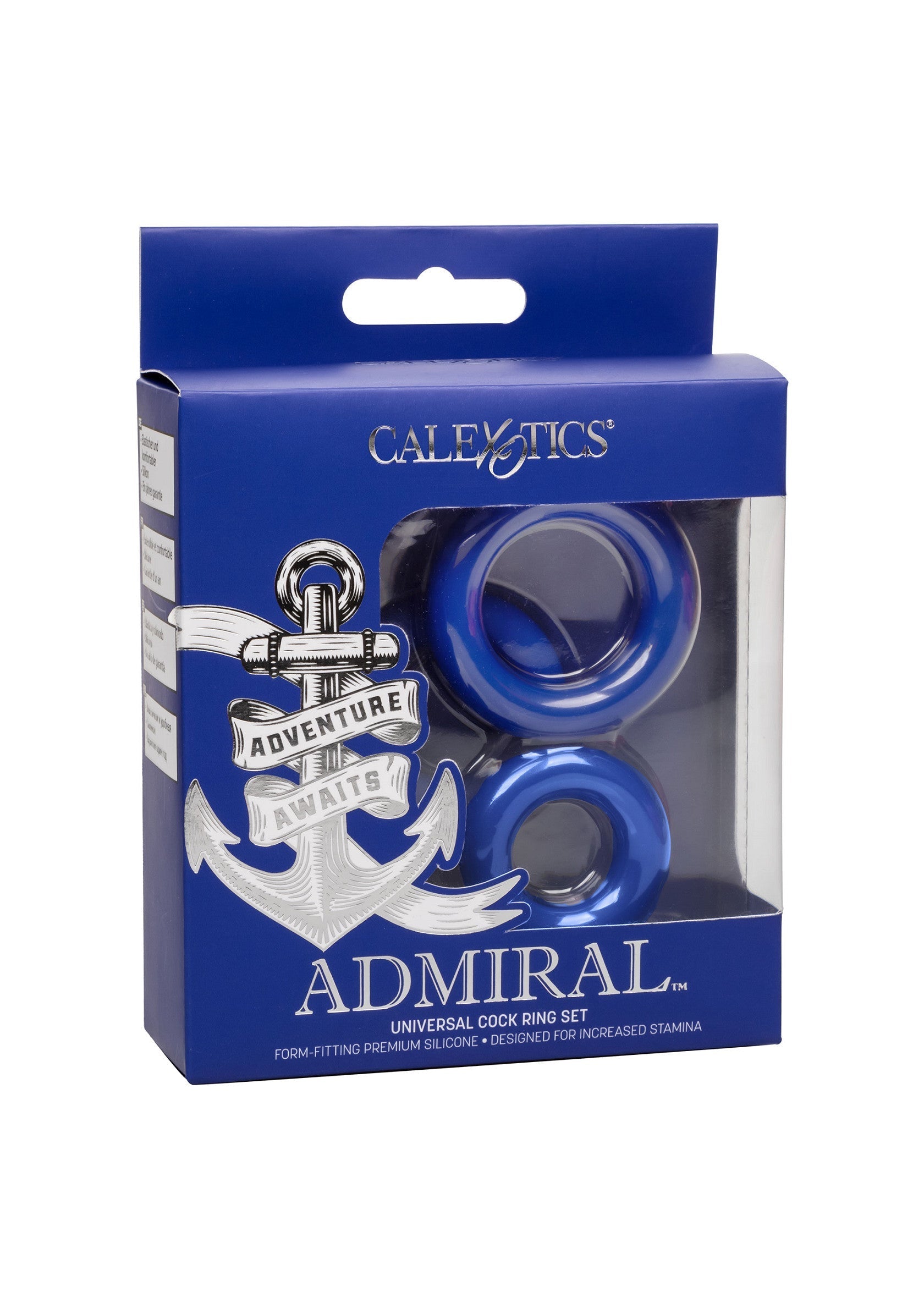 Admiral Cock Ring Set - 3 Piece Liquid Silicone Set - Blue