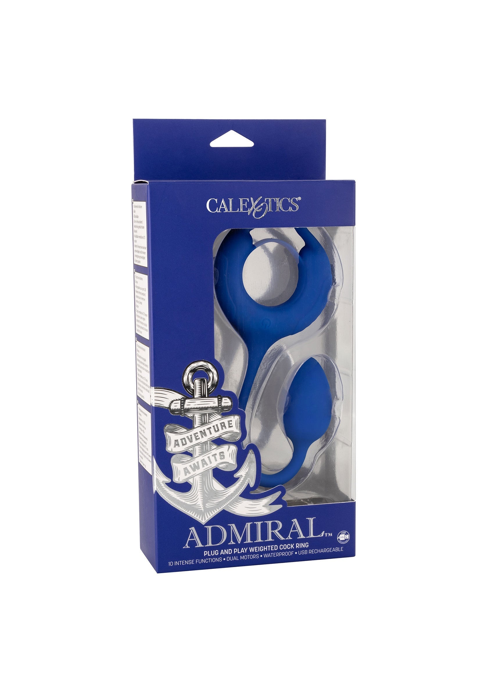 Admiral Weighted Cock Ring - Liquid Silicone with Weight - Blue