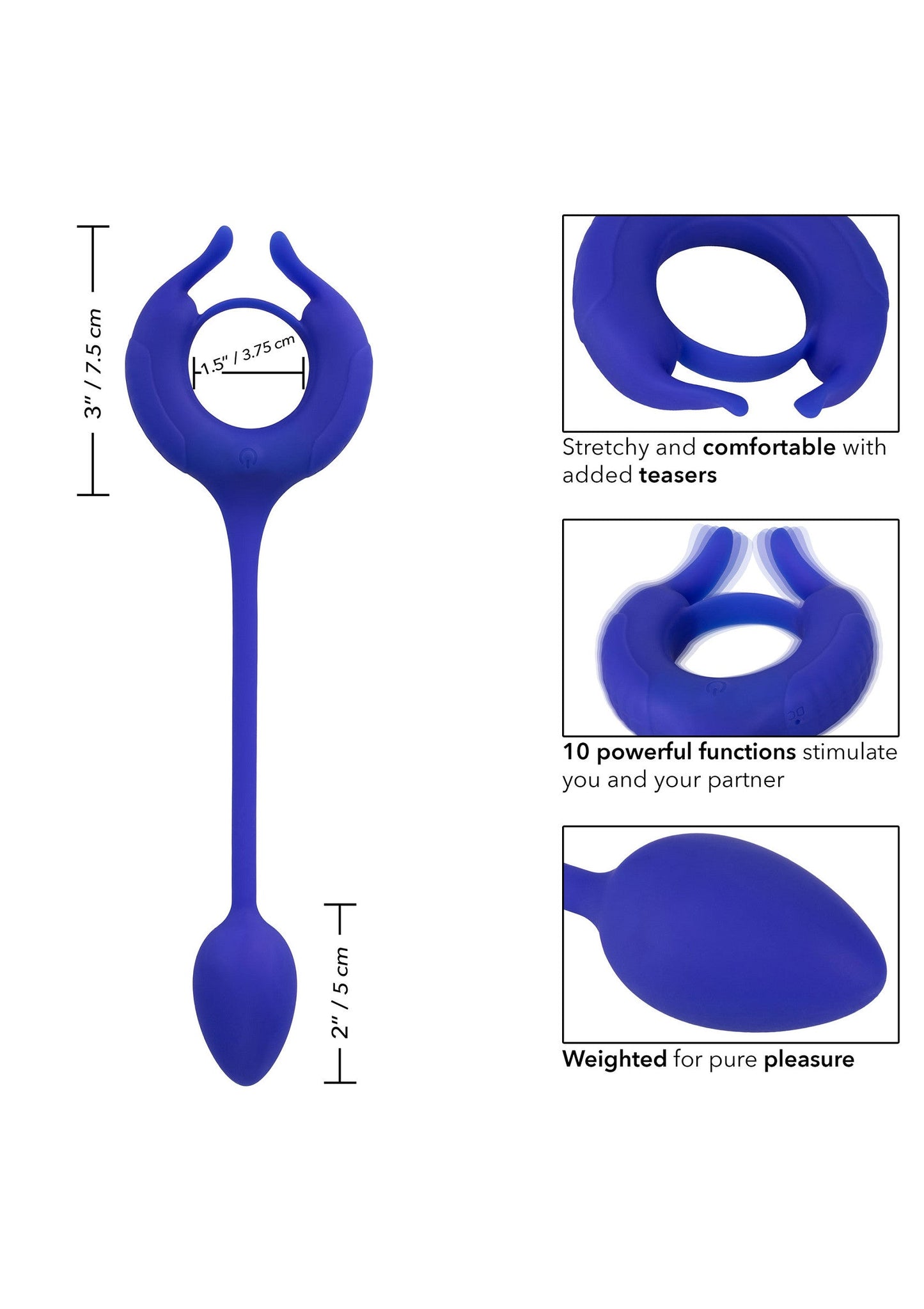 Admiral Weighted Cock Ring - Liquid Silicone with Weight - Blue