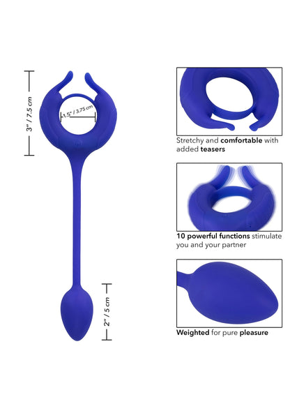 Inel vibrant pentru penis cu greutate – reîncărcabil cu 10 funcții