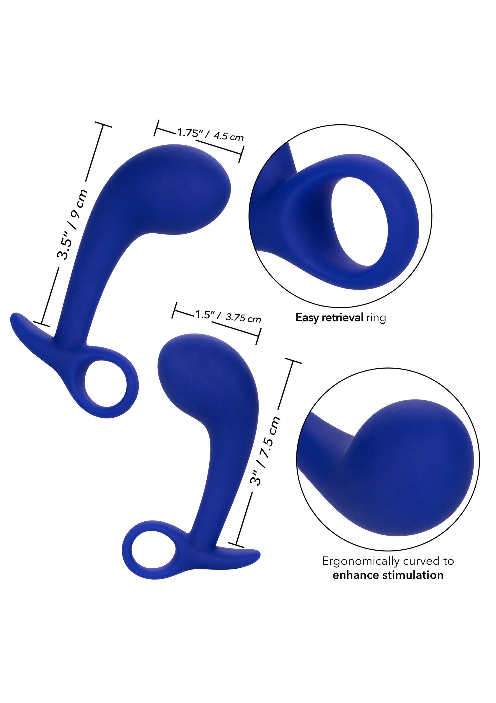 Admiral Anal Training Set - 3 Piece Graduated Silicone Set - Blue