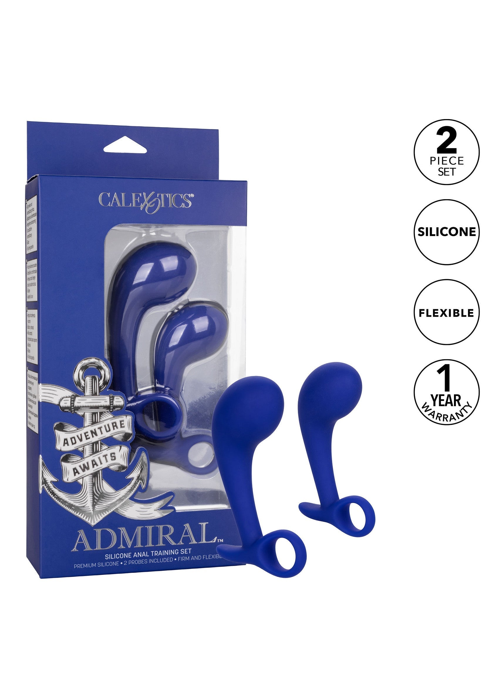 Admiral Anal Training Set - 3 Piece Graduated Silicone Set - Blue