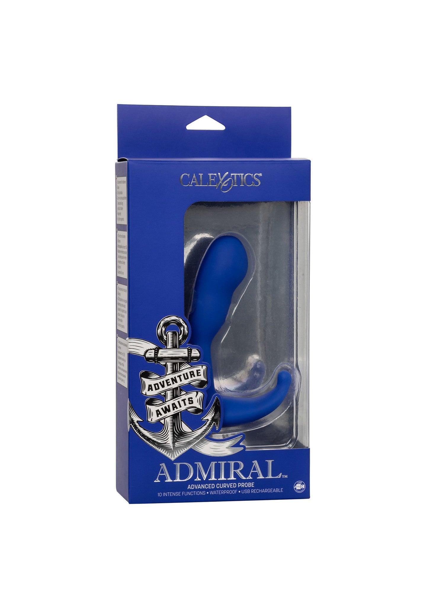 Admiral Advanced Curved Probe - Silicone Prostate Massager - Blue