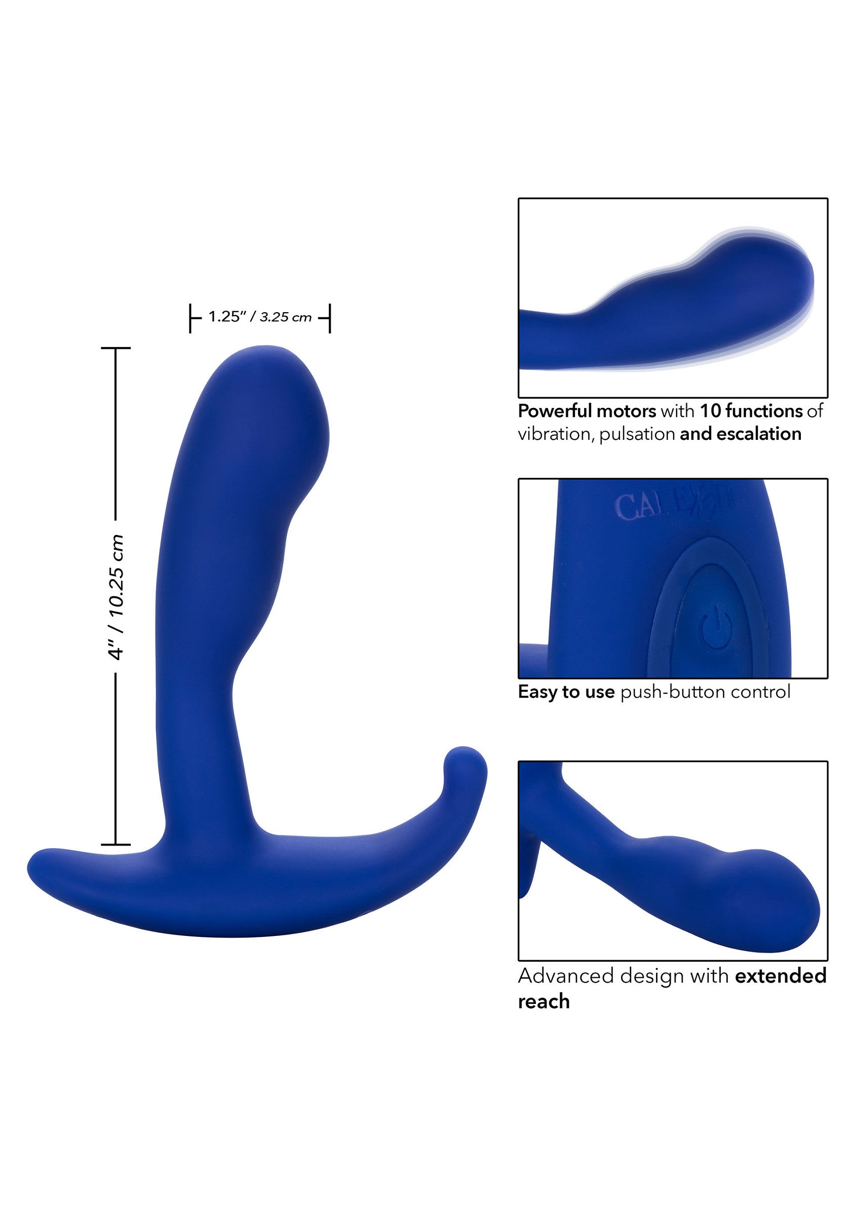 Admiral Advanced Curved Probe - Silicone Prostate Massager - Blue