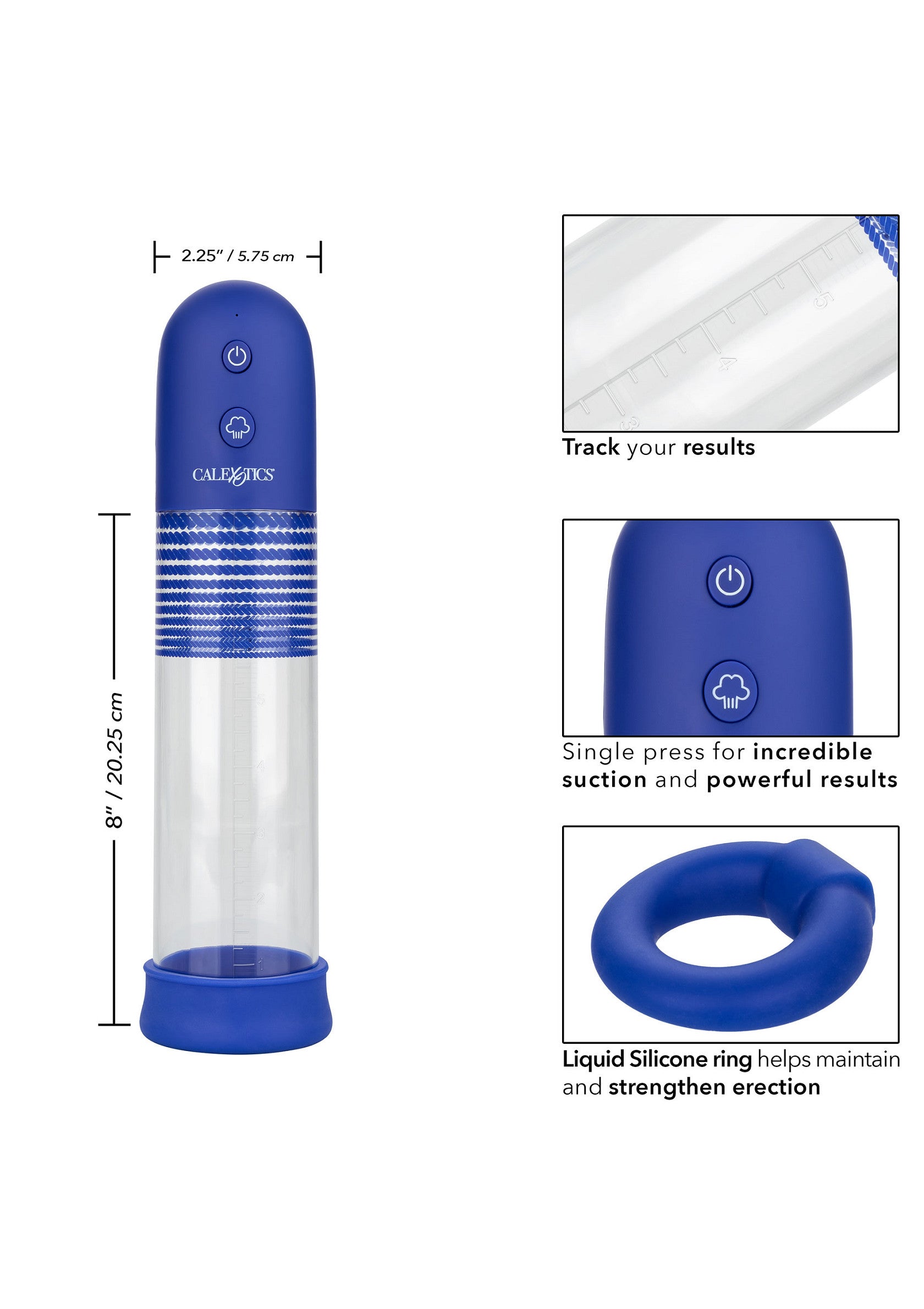 Admiral Rechargeable Pump Kit - USB Rechargeable Penis Pump - Blue