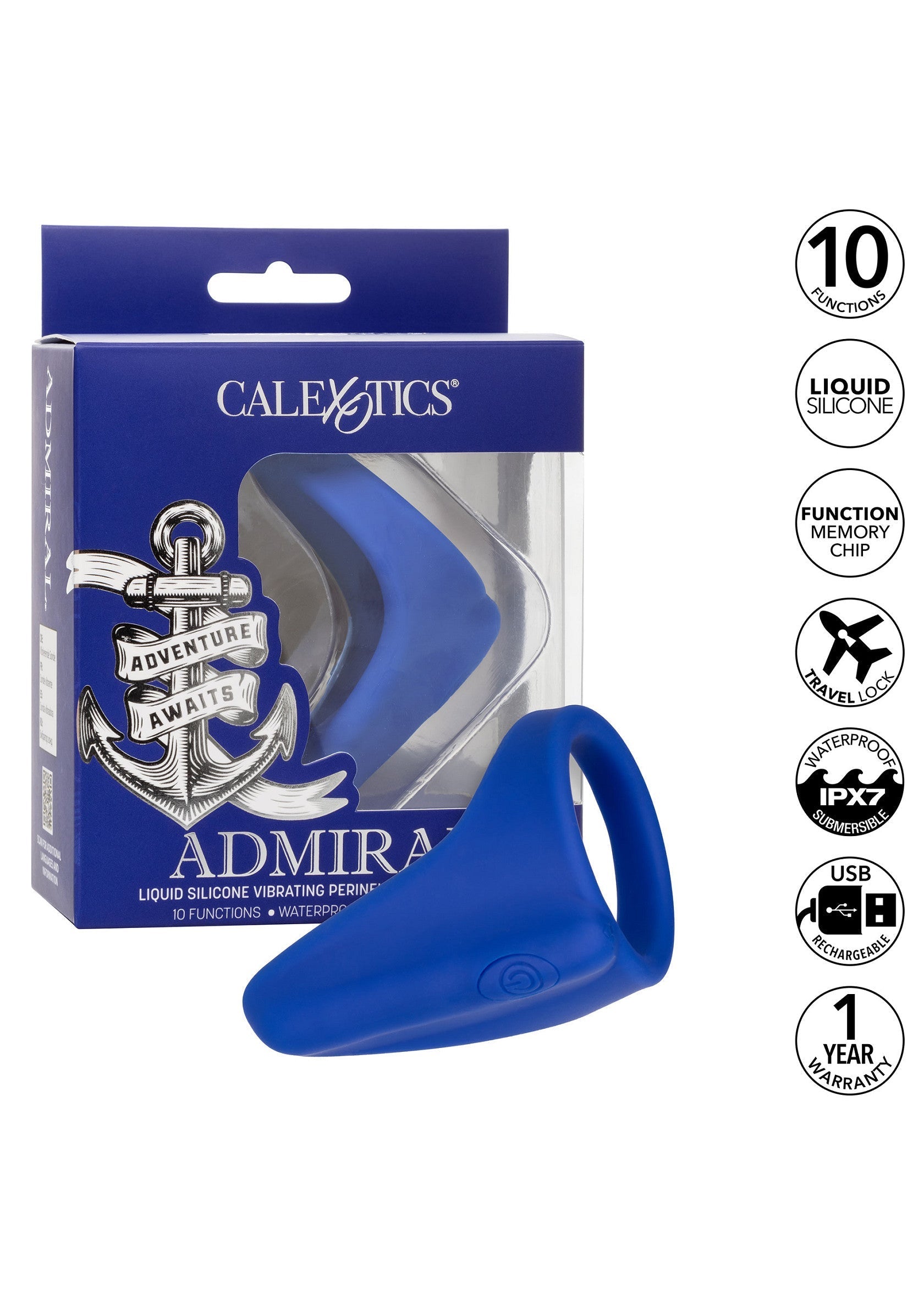 Admiral Perineum Massager - Silicone Prostate & Perineum Stimulator - Blue