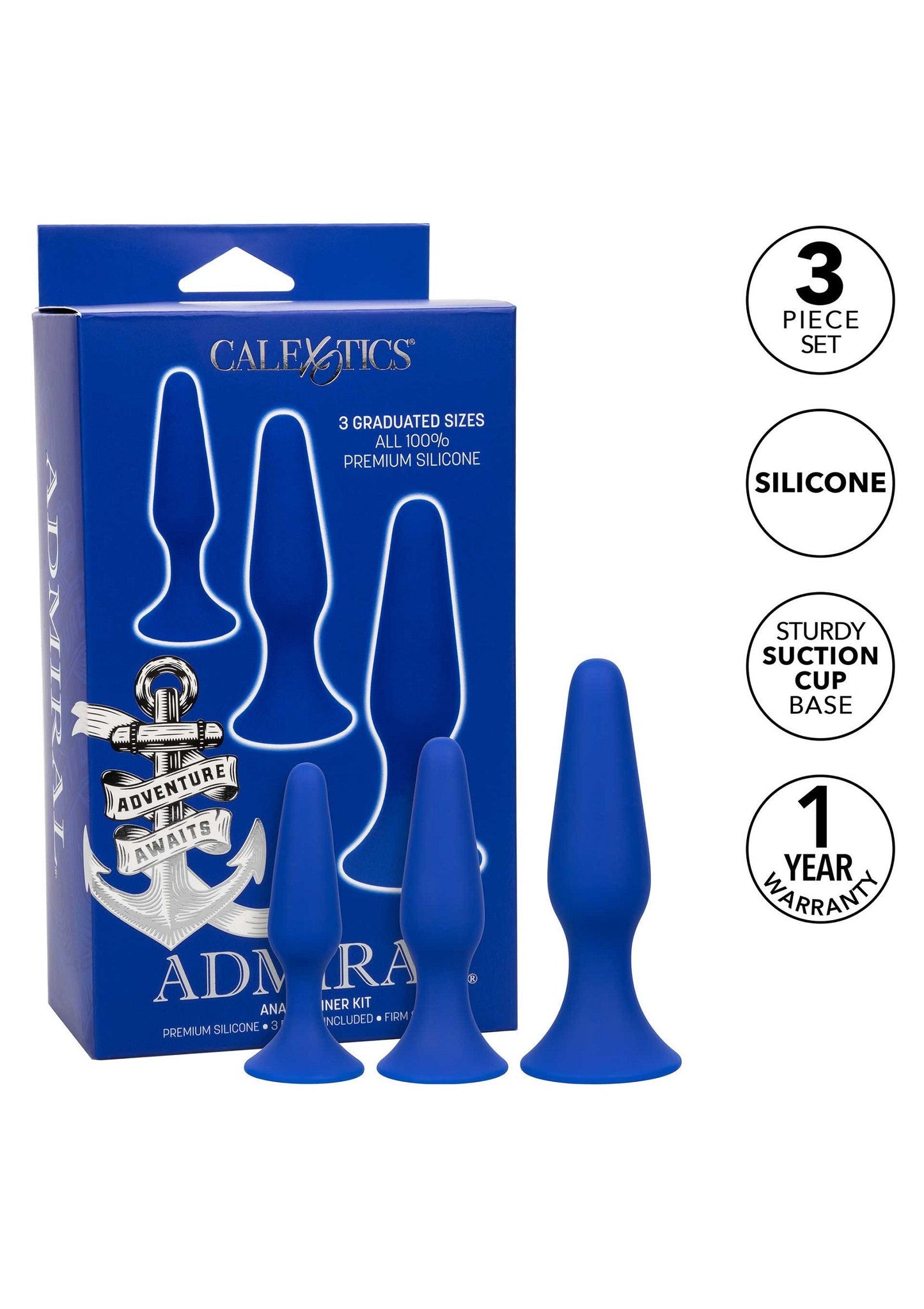 Admiral Anal Trainer Kit - 3 Piece Progressive Training Set - Blue