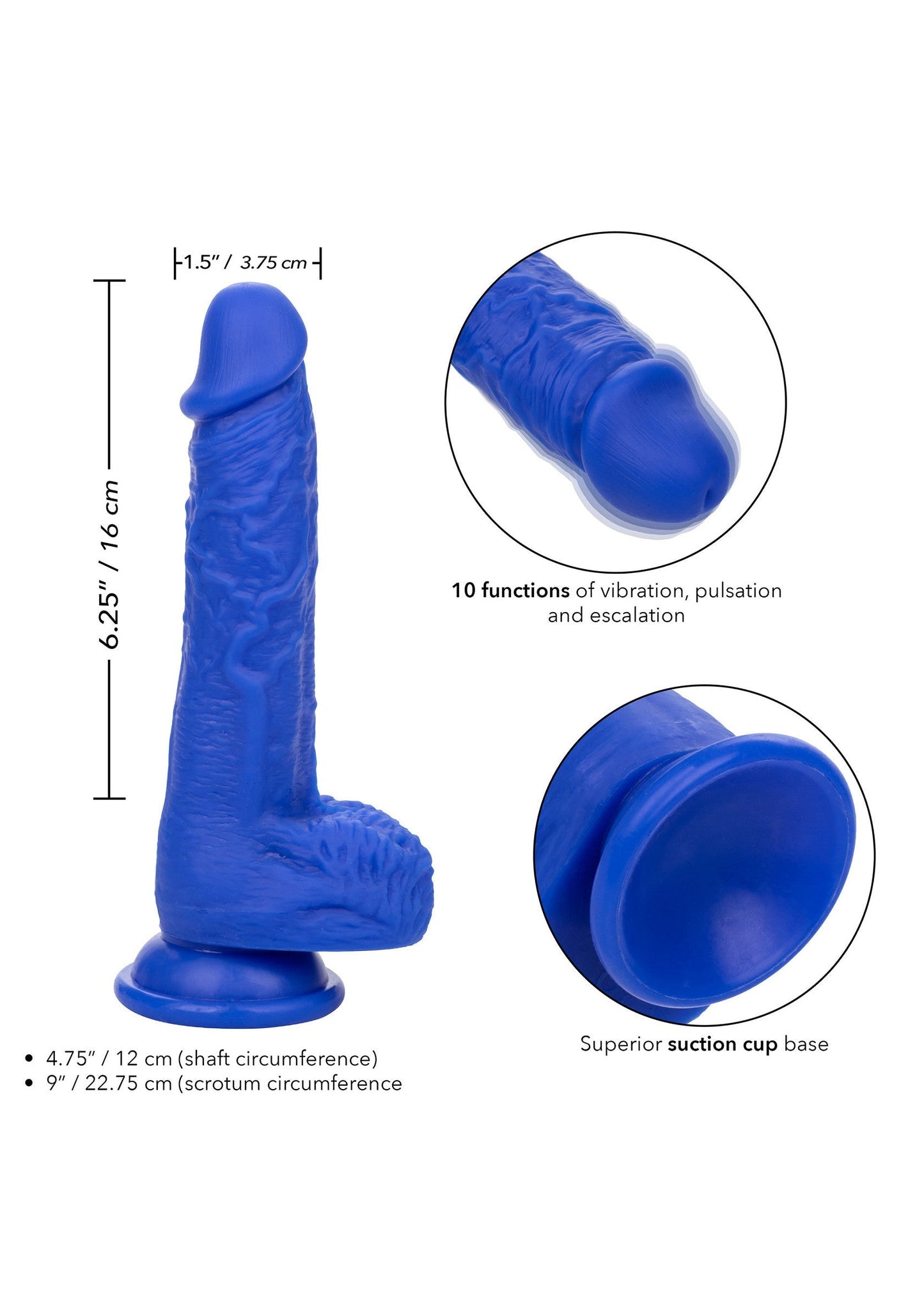 Admiral 7" Vibrating Sailor - Realistic Vibrating Dildo - Blue