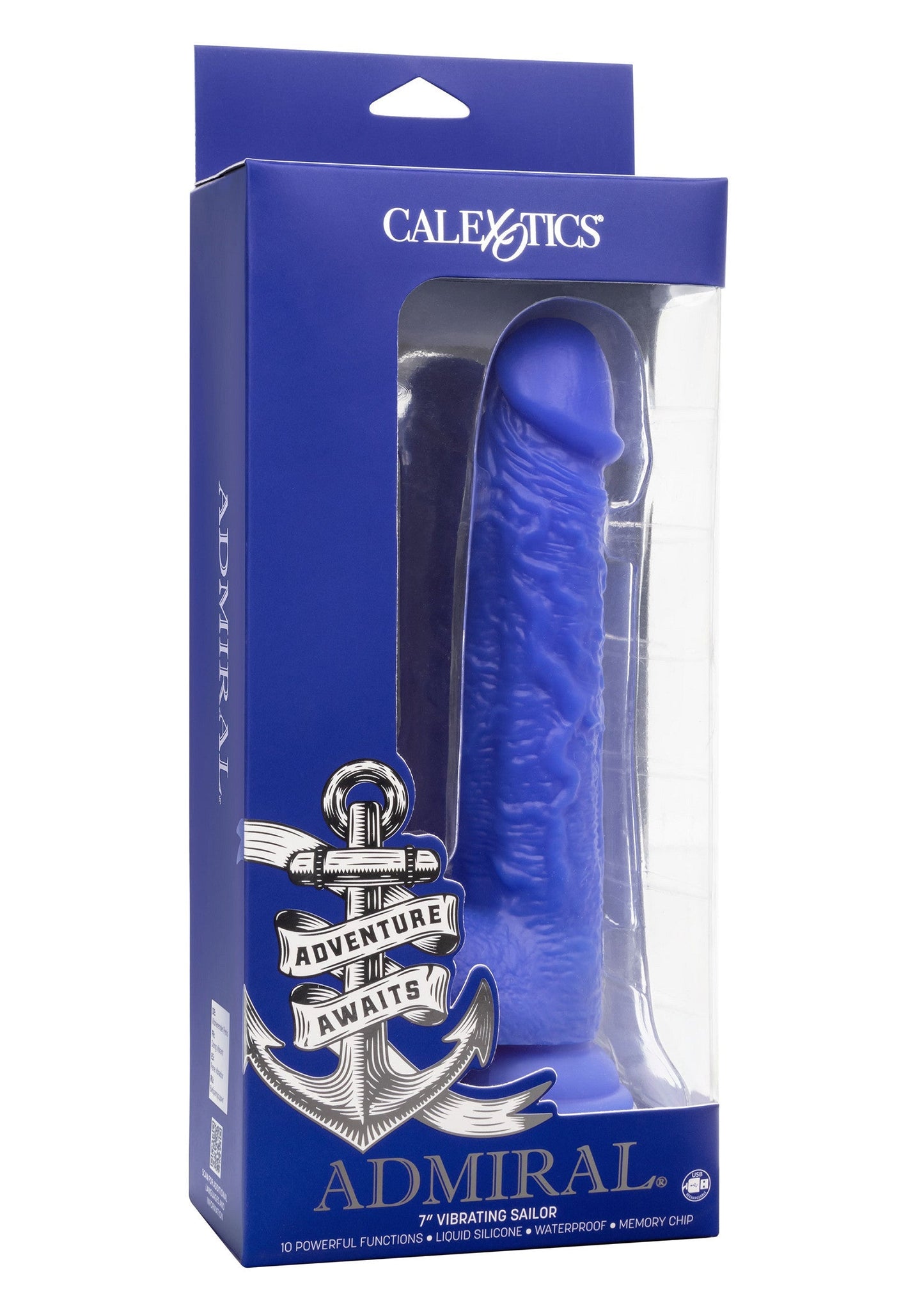Admiral 7" Vibrating Sailor - Realistic Vibrating Dildo - Blue