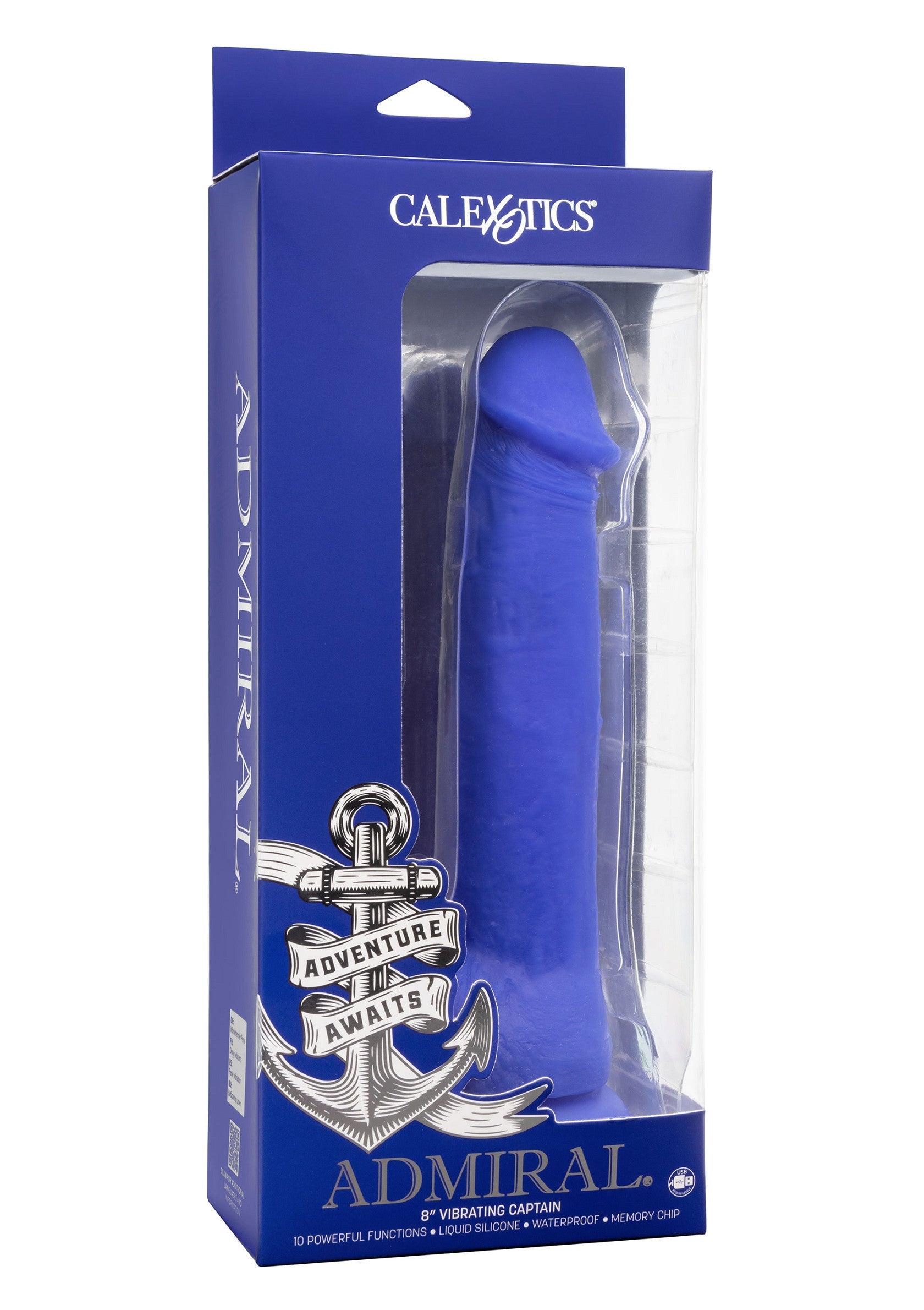 Admiral 8" Vibrating Captain - Realistic Vibrating Dildo - Blue
