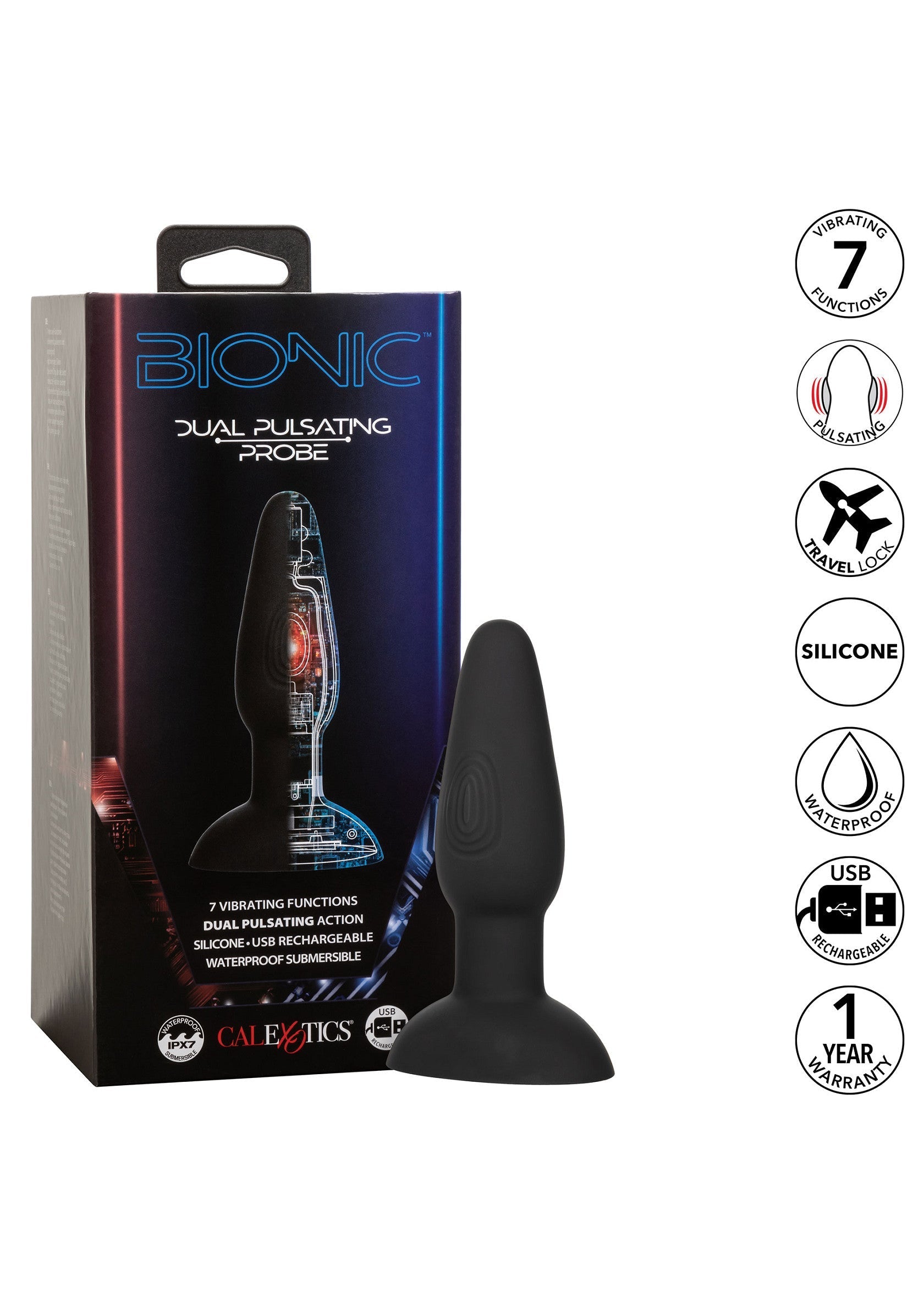 Bionic Dual Pulsating Probe - Dual Motor Anal Vibrator, Premium - Black