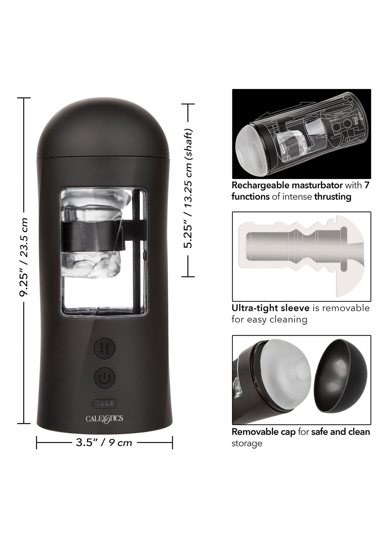 Bionic Stroking Masturbator - Automatic Thrusting Power Stroker - Black