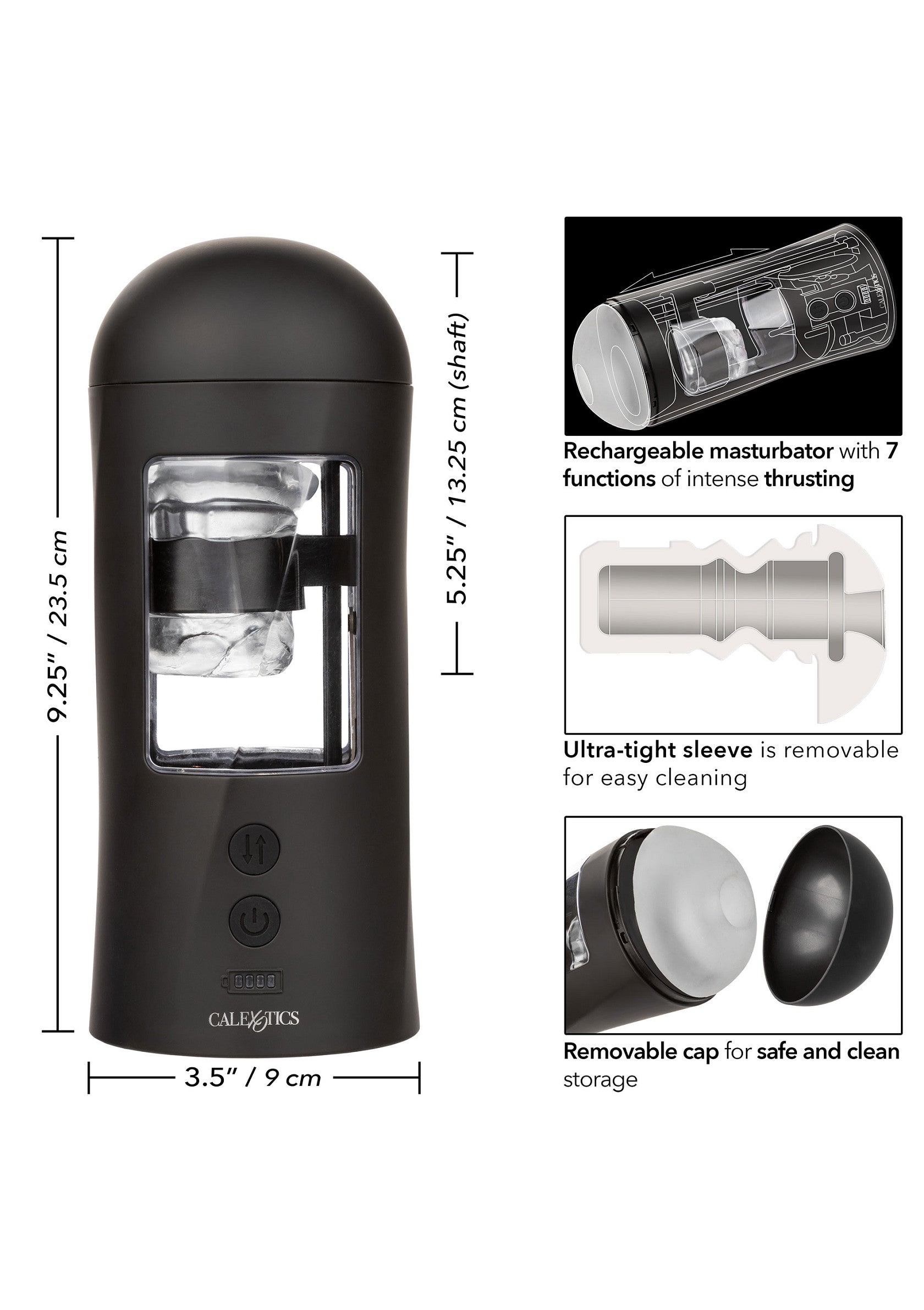 Bionic Stroking Masturbator - Automatic Thrusting Power Stroker - Black