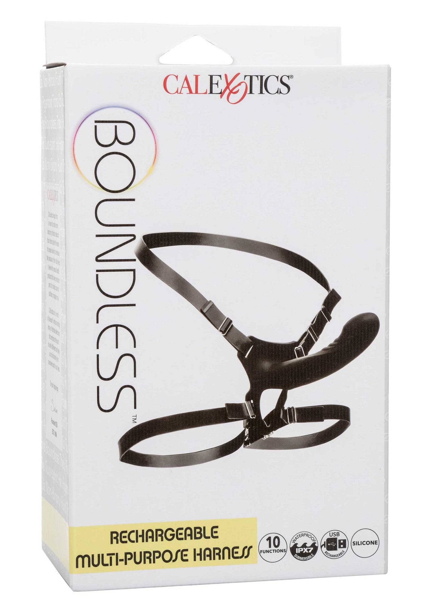 Boundless Rechargeable Harness - 10 Function Vibrating Strap-On - Black