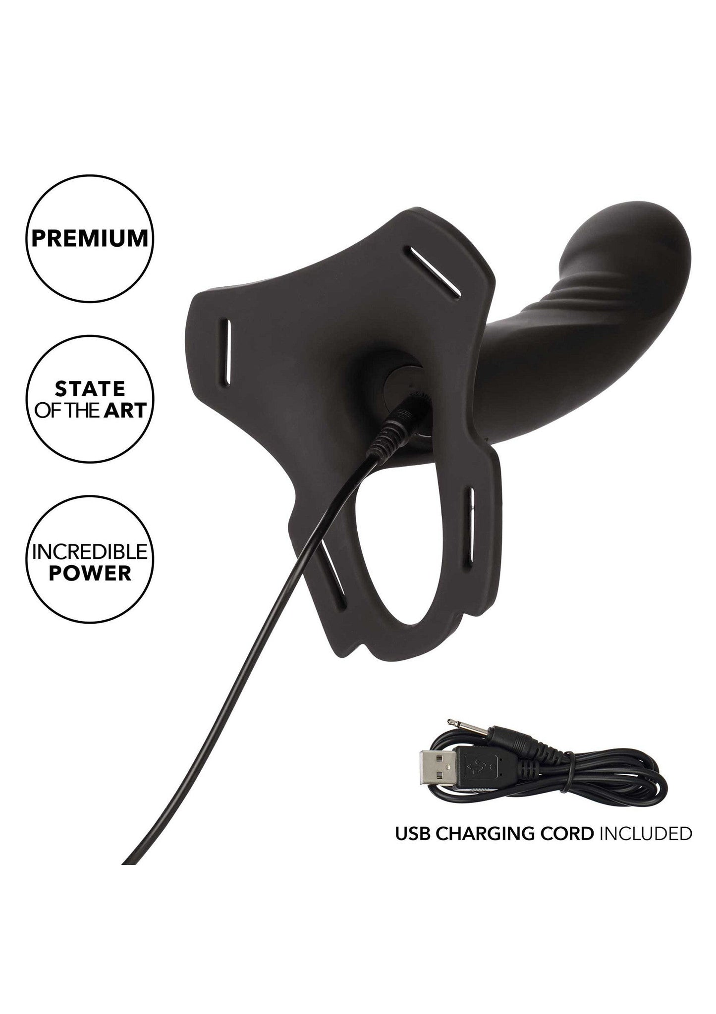 Boundless Rechargeable Harness - 10 Function Vibrating Strap-On - Black