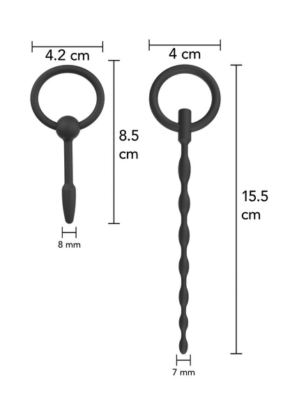 Set de sonde uretrale mici – dopuri de penis din silicon din 2 bucăți