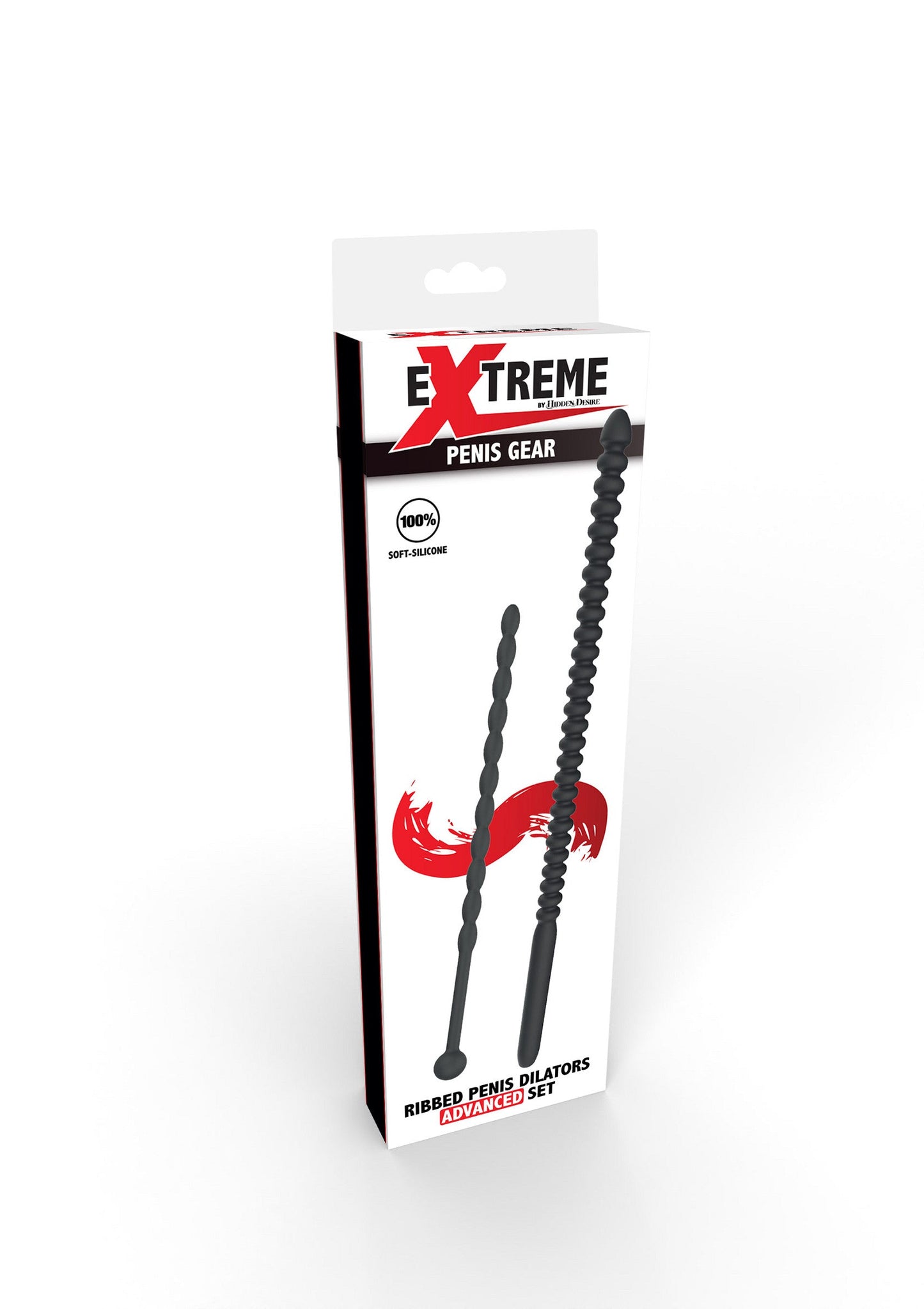 Ribbed Penis Dilator Set 2 pcs - Silicone Urethral Sounds - Black