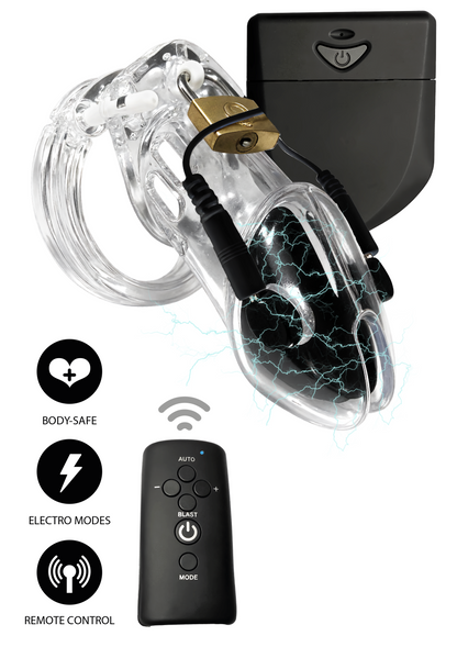 Cușcă Electro Penis – Acrilică reîncărcabilă cu telecomandă