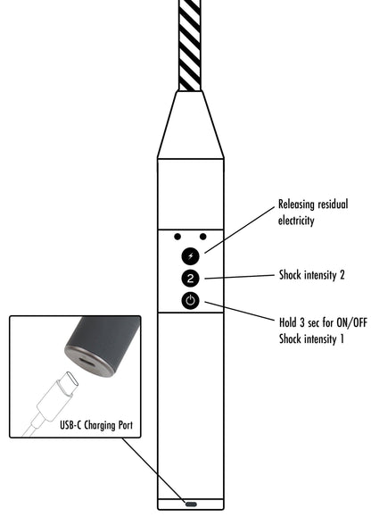 Cravașă de călărie Electro-Stim – Reîncărcabilă USB E-Shock 52cm