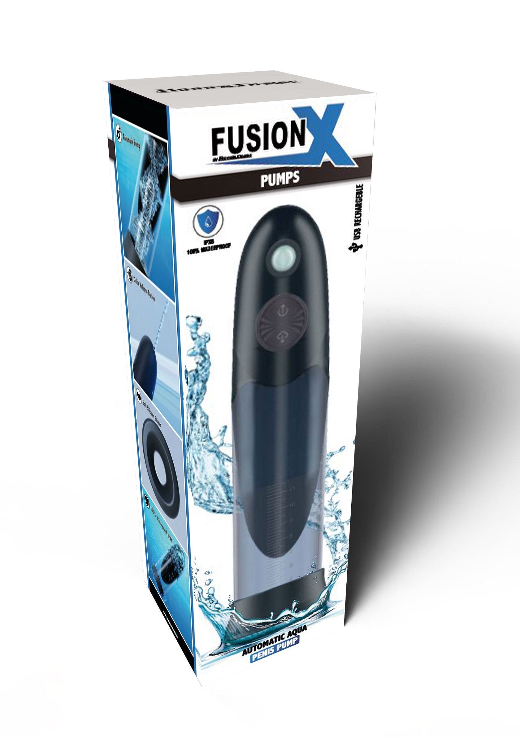 Automatic Aqua Penis Pump - USB Rechargeable Water Pump - Black