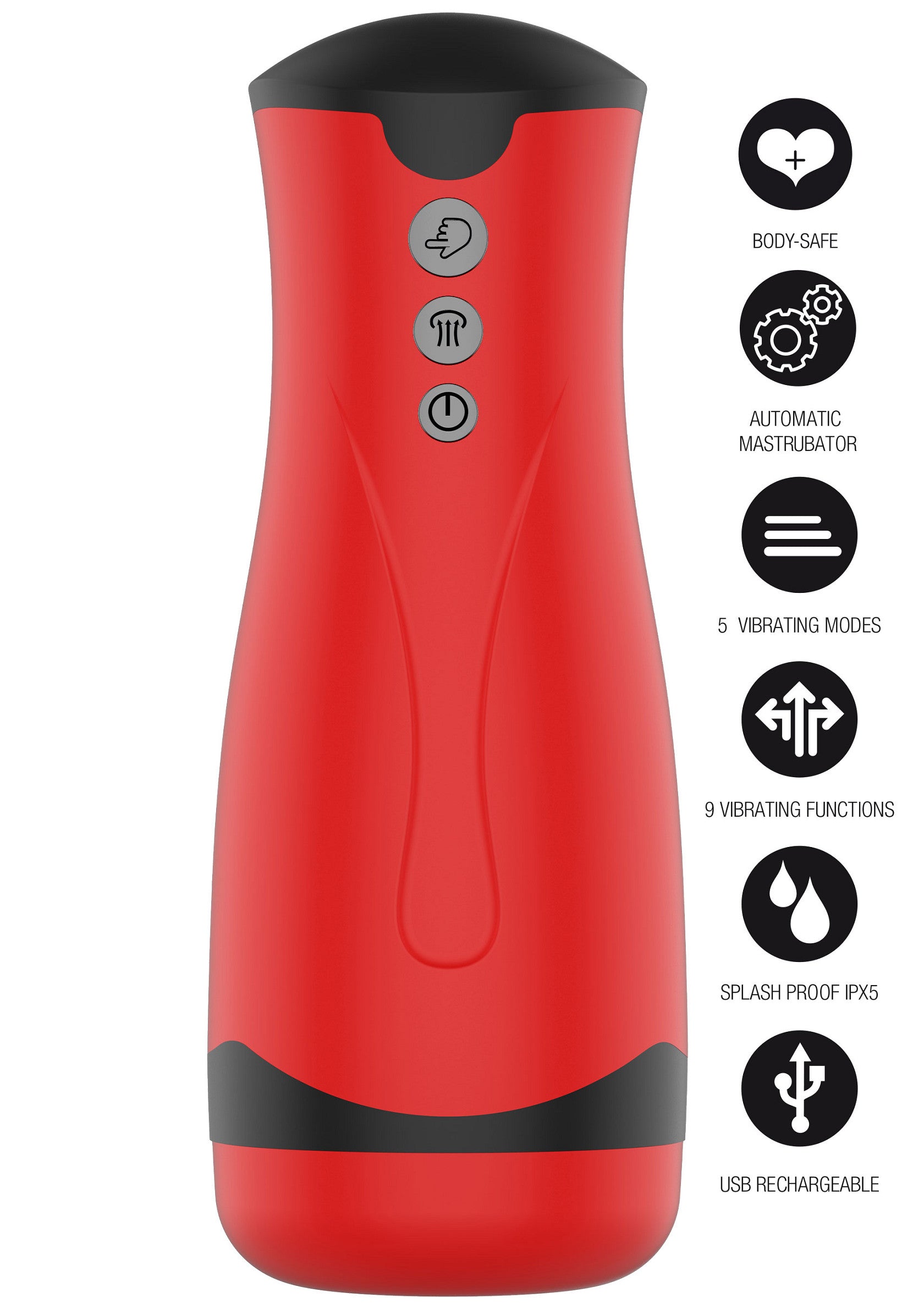 Super Suction Masturbator - Vacuum Stroker with Suction Control - Red