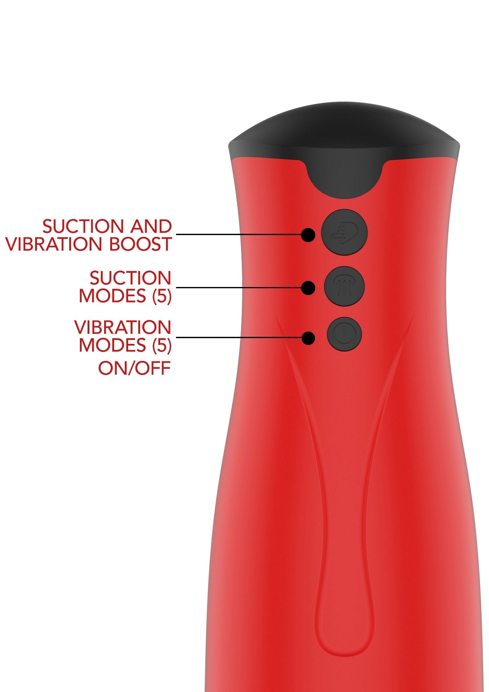 Super Suction Masturbator - Vacuum Stroker with Suction Control - Red