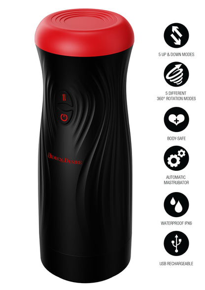 Masturbator Vortex Thrust – 5 vibrații rotative, 5 împingeri, reîncărcabil