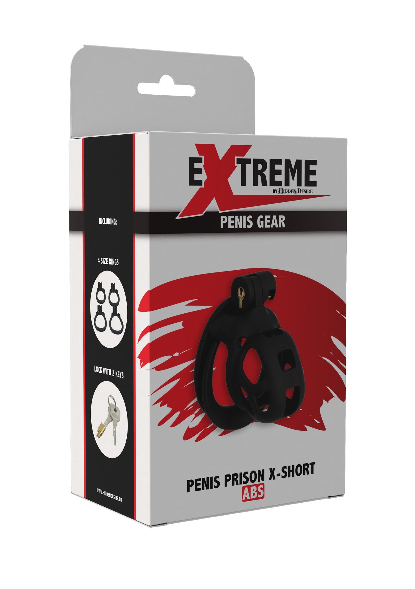 Penis Prison Cock Cage X-Short - Secure Locking System with 4 Ring Sizes - Black