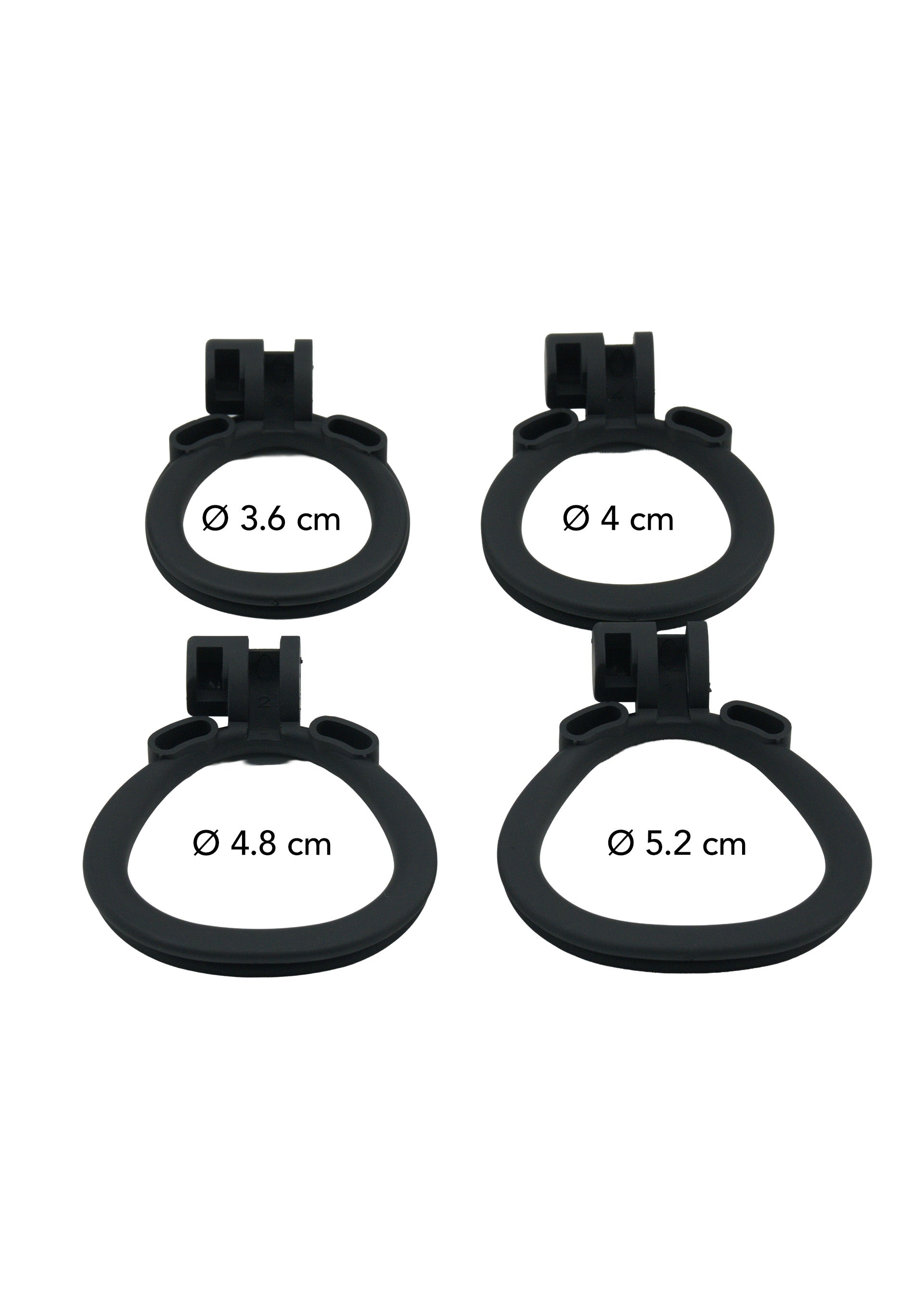 Penis Prison Cock Cage X-Short - Secure Locking System with 4 Ring Sizes - Black