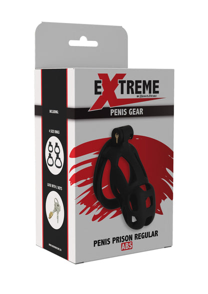Cușcă pentru penis tip închisoare, dimensiune normală, 10 cm – sistem de blocare sigur, 4 inele