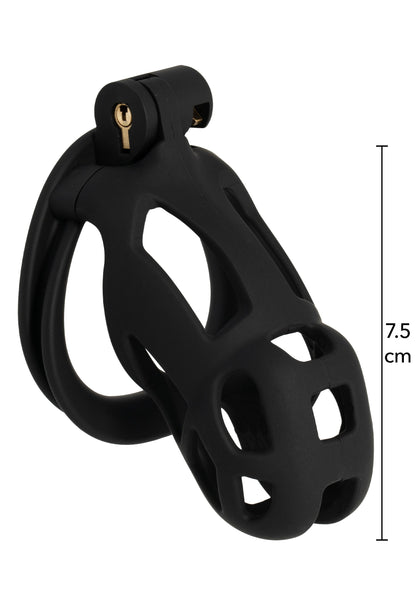 Cușcă pentru penis tip închisoare, dimensiune normală, 10 cm – sistem de blocare sigur, 4 inele