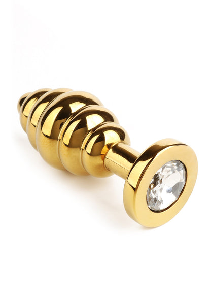 Dop anal metalic spiralat, mediu – oțel inoxidabil, cu bijuterii, 3 cm