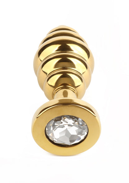 Dop anal metalic spiralat, mediu – oțel inoxidabil, cu bijuterii, 3 cm