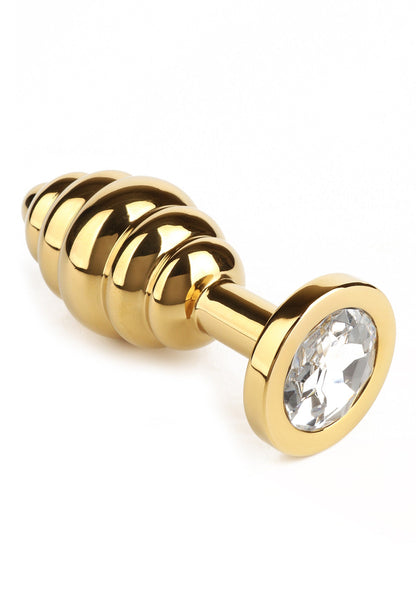 Dop anal metalic spiralat, mare – oțel inoxidabil, cu bijuterii, 3,8 cm